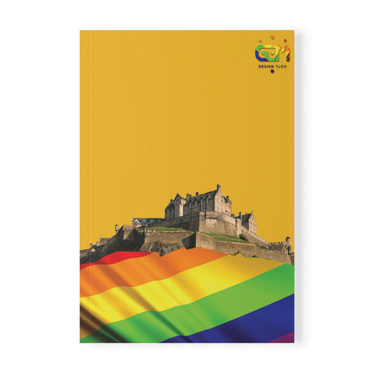 Edinburgh Castle Pride Flag Rockface Softcover Notebook, A5