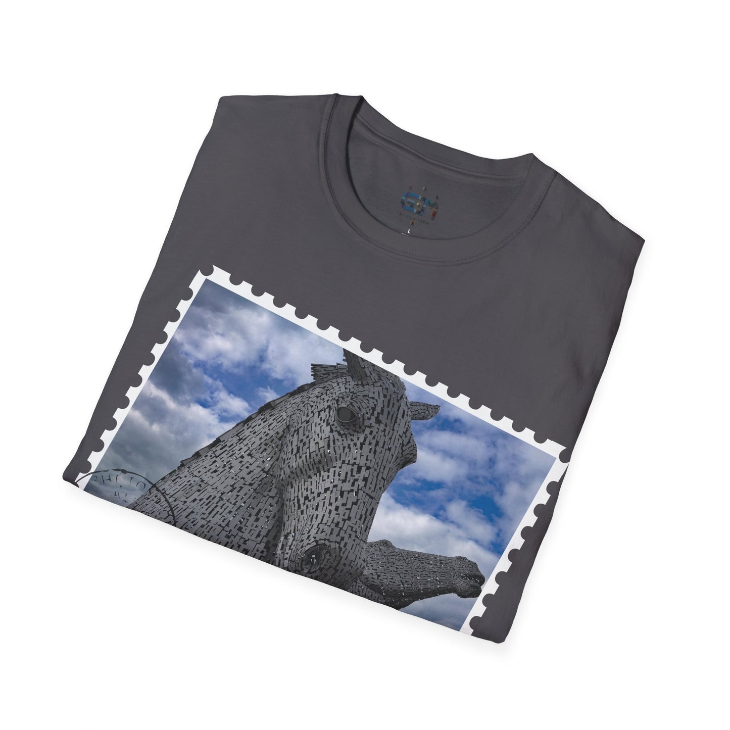 تي شيرت Postcard Kelpies Photo Softstyle، تي شيرت للجنسين، قميص اسكتلندا، ألوان مختلفة