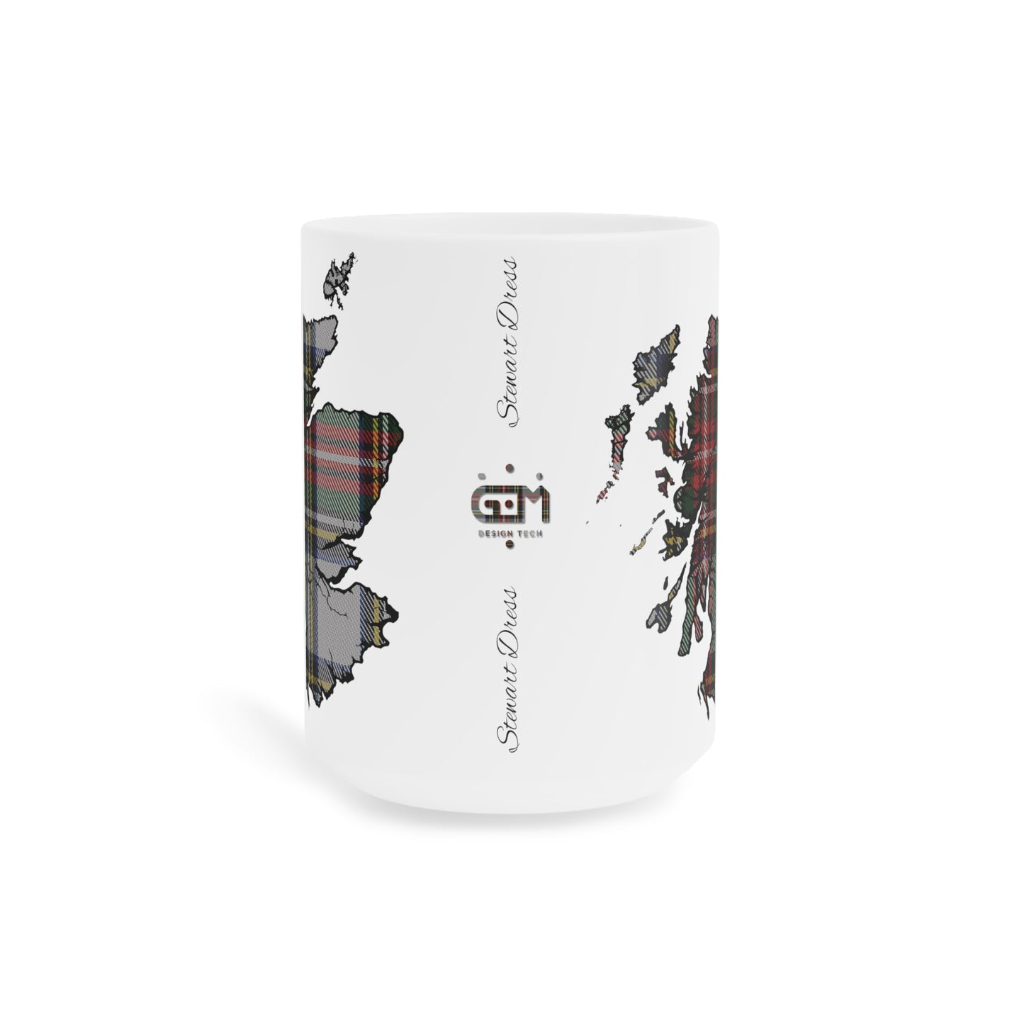 Scotland Tartan Map Mug - Stewart Dress Tartan, Various Sizes