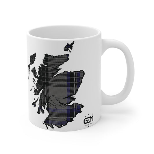 Hood Tartan Scotland Map Mug, Tasse à café, Tasse à thé, Écosse, Blanc