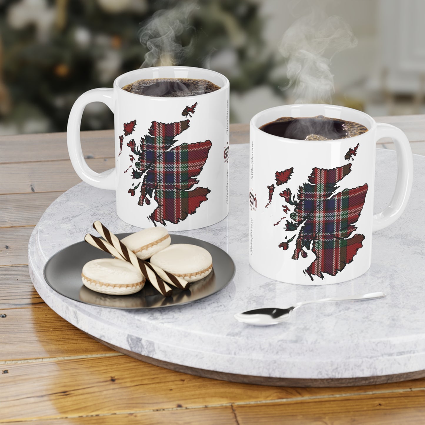 Scotland Tartan Map Mug - MacFarlane Tartan, Various Sizes