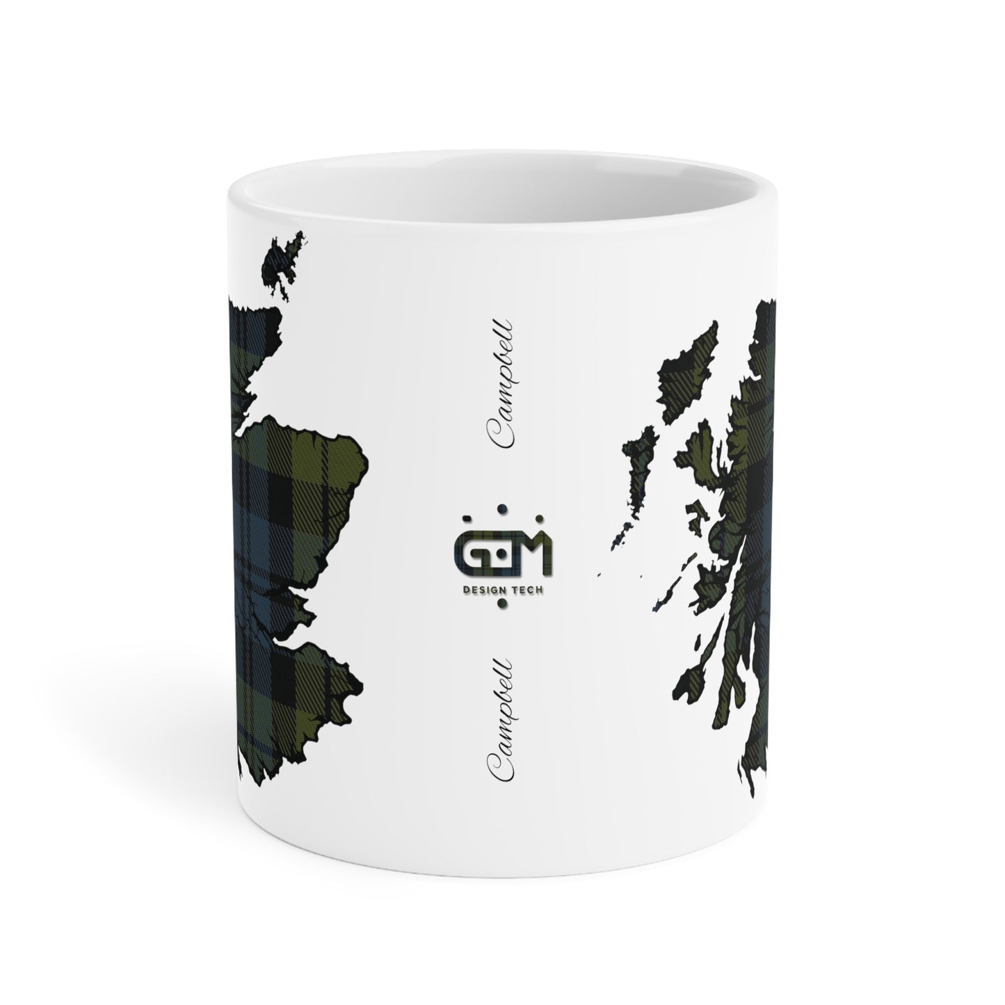 Scotland Tartan Map Mug - Campbell Tartan, Various Sizes