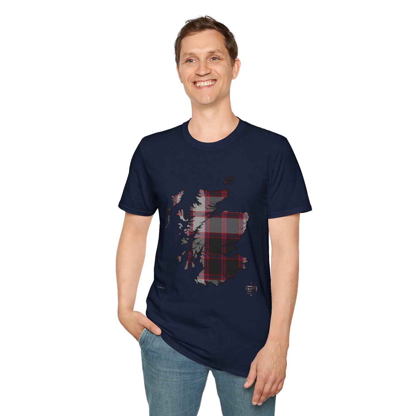 Tartan Scotland Map Softstyle Unisex T-Shirt - MacPherson Tartan Tee