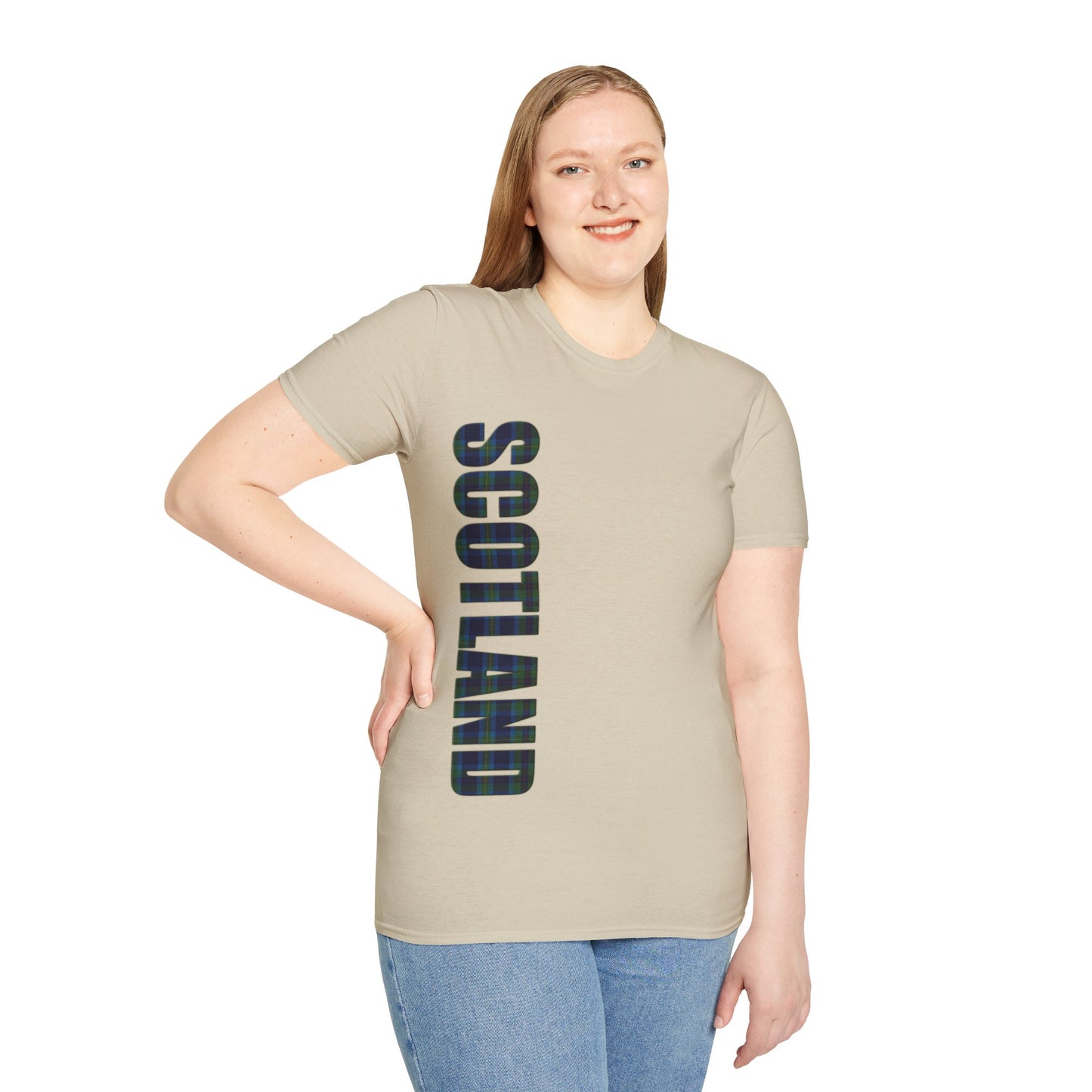 Scotland Lettering Miller Tartan Softstyle T-Shirt, Unisex Tee, Various Colours