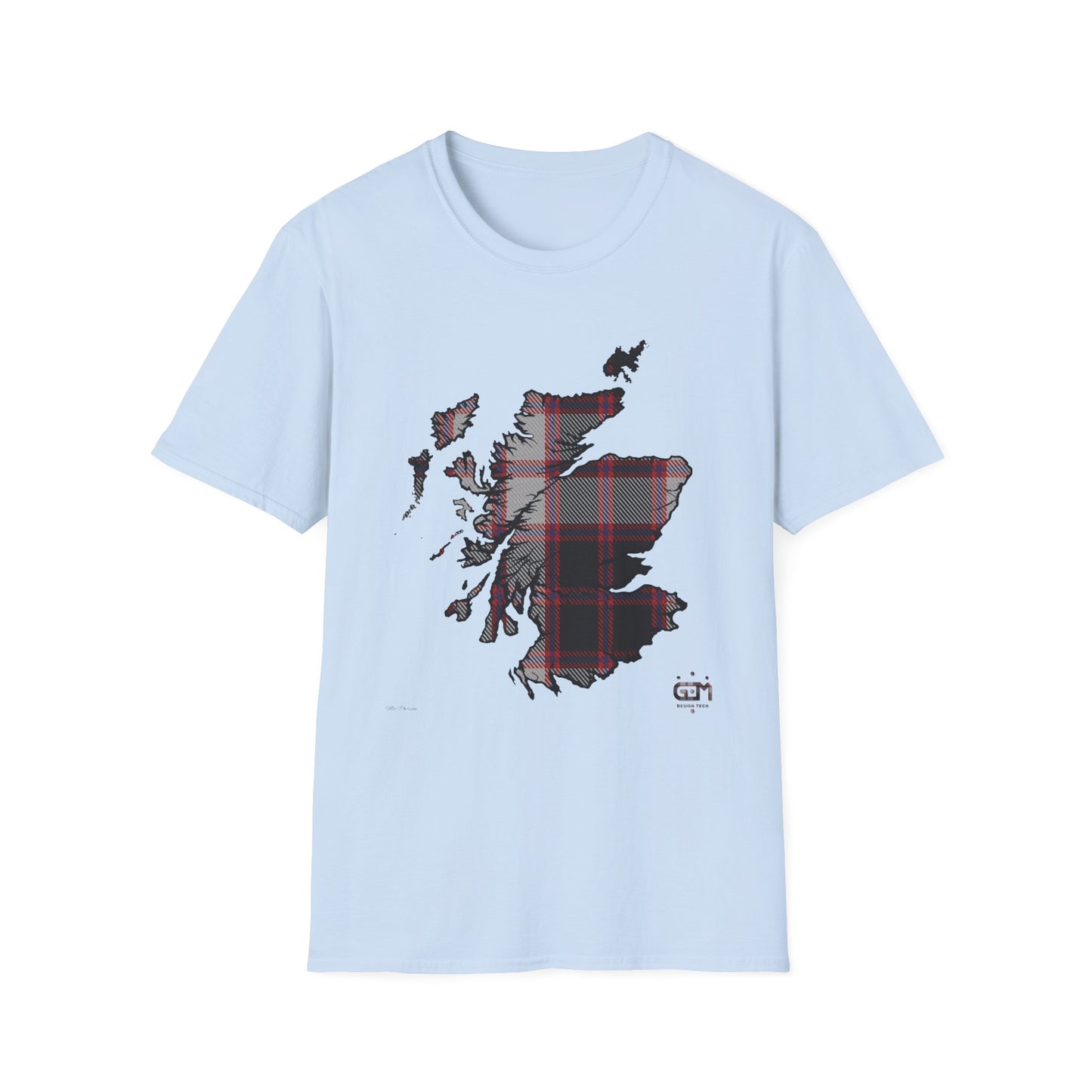 Tartan Scotland Map Softstyle Unisex T-Shirt - MacPherson Tartan Tee