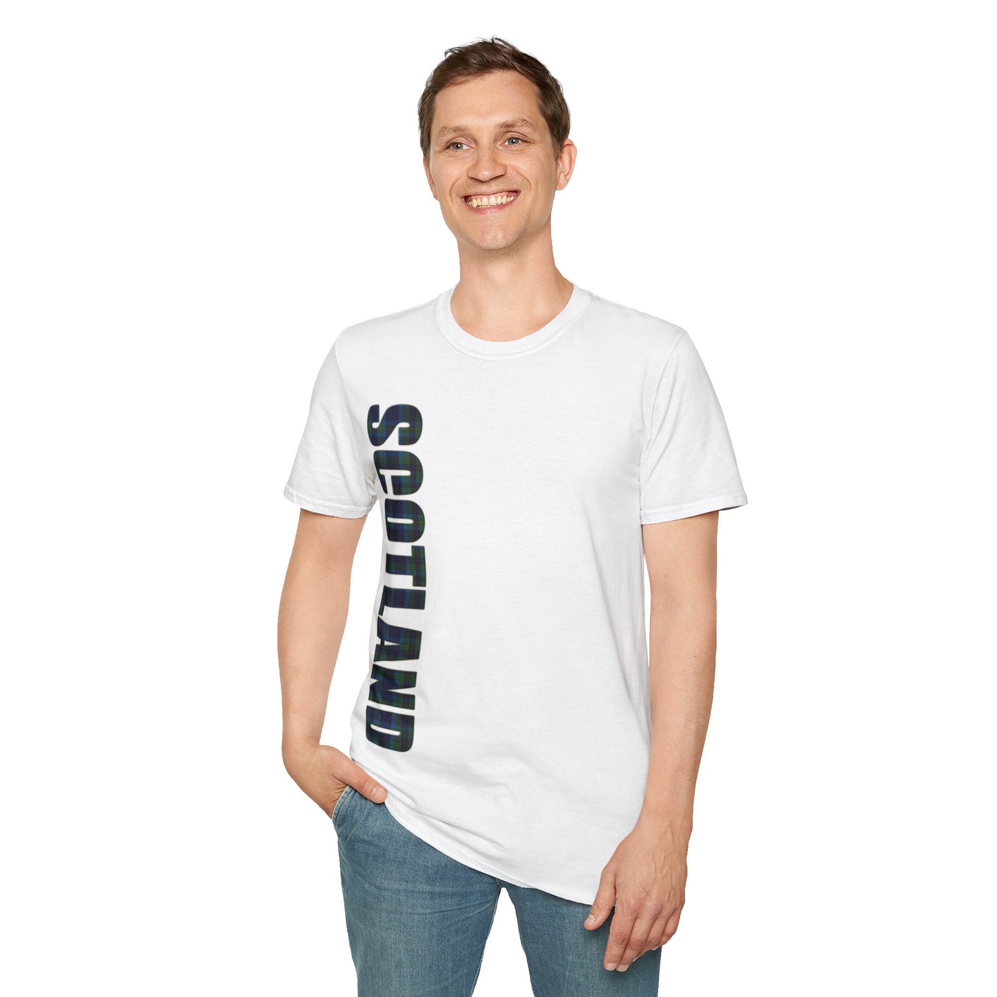 Scotland Lettering Miller Tartan Softstyle T-Shirt, Unisex Tee, Various Colours
