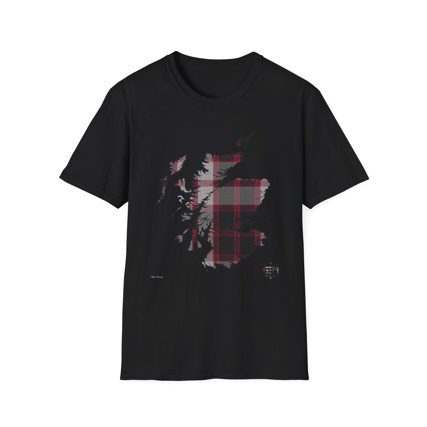 Tartan Scotland Map Softstyle Unisex T-Shirt - MacPherson Tartan Tee