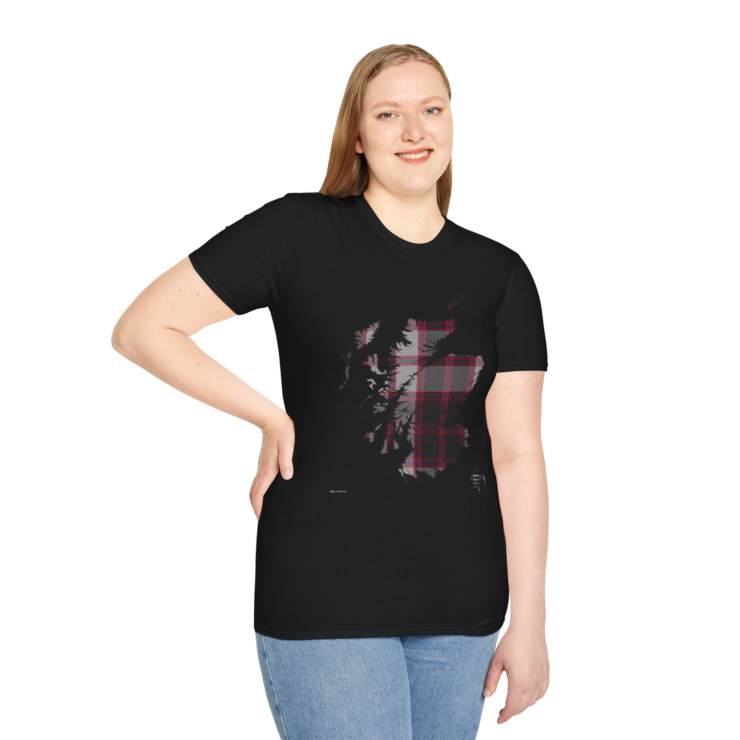 Tartan Scotland Map Softstyle Unisex T-Shirt - MacPherson Tartan Tee