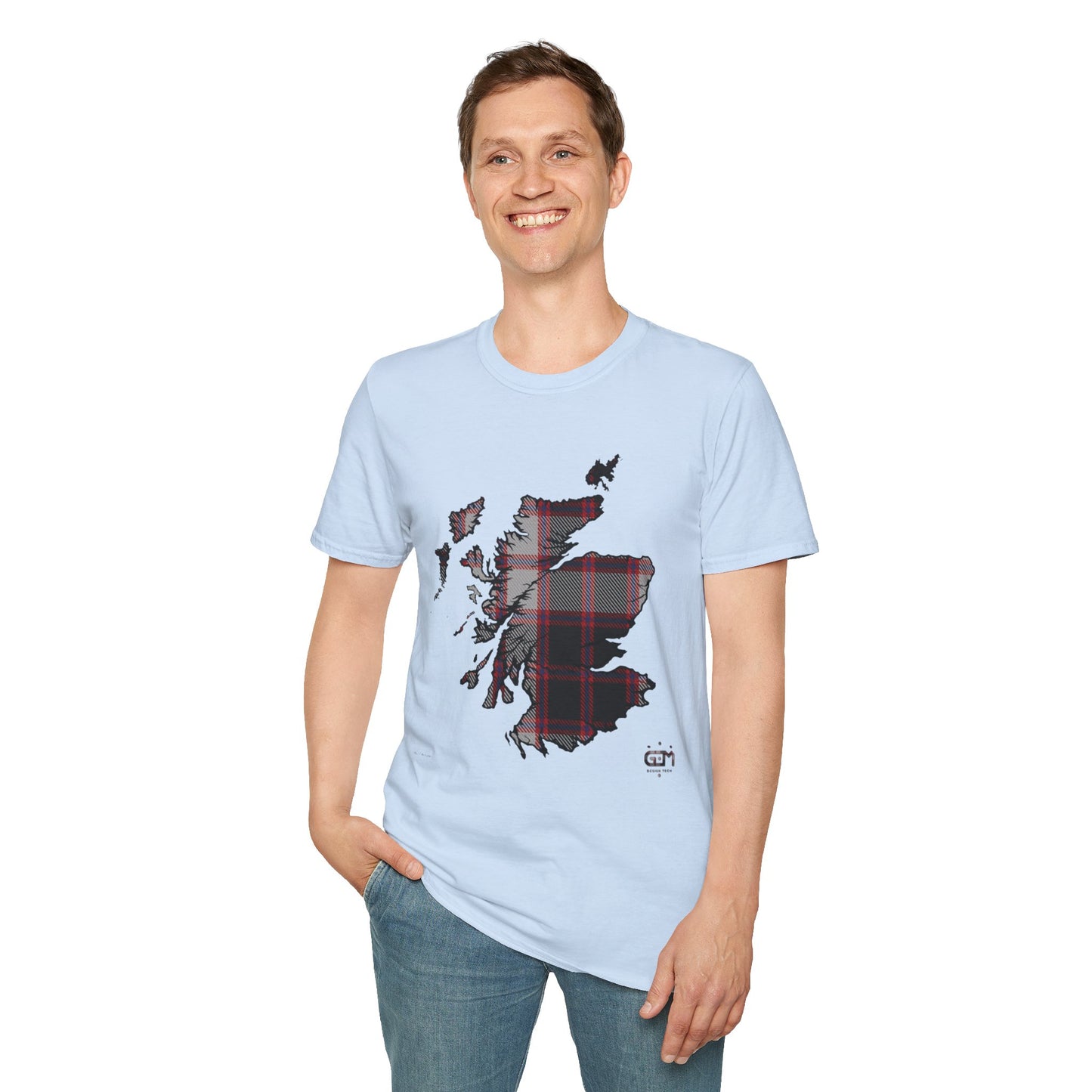 Tartan Scotland Map Softstyle Unisex T-Shirt - MacPherson Tartan Tee