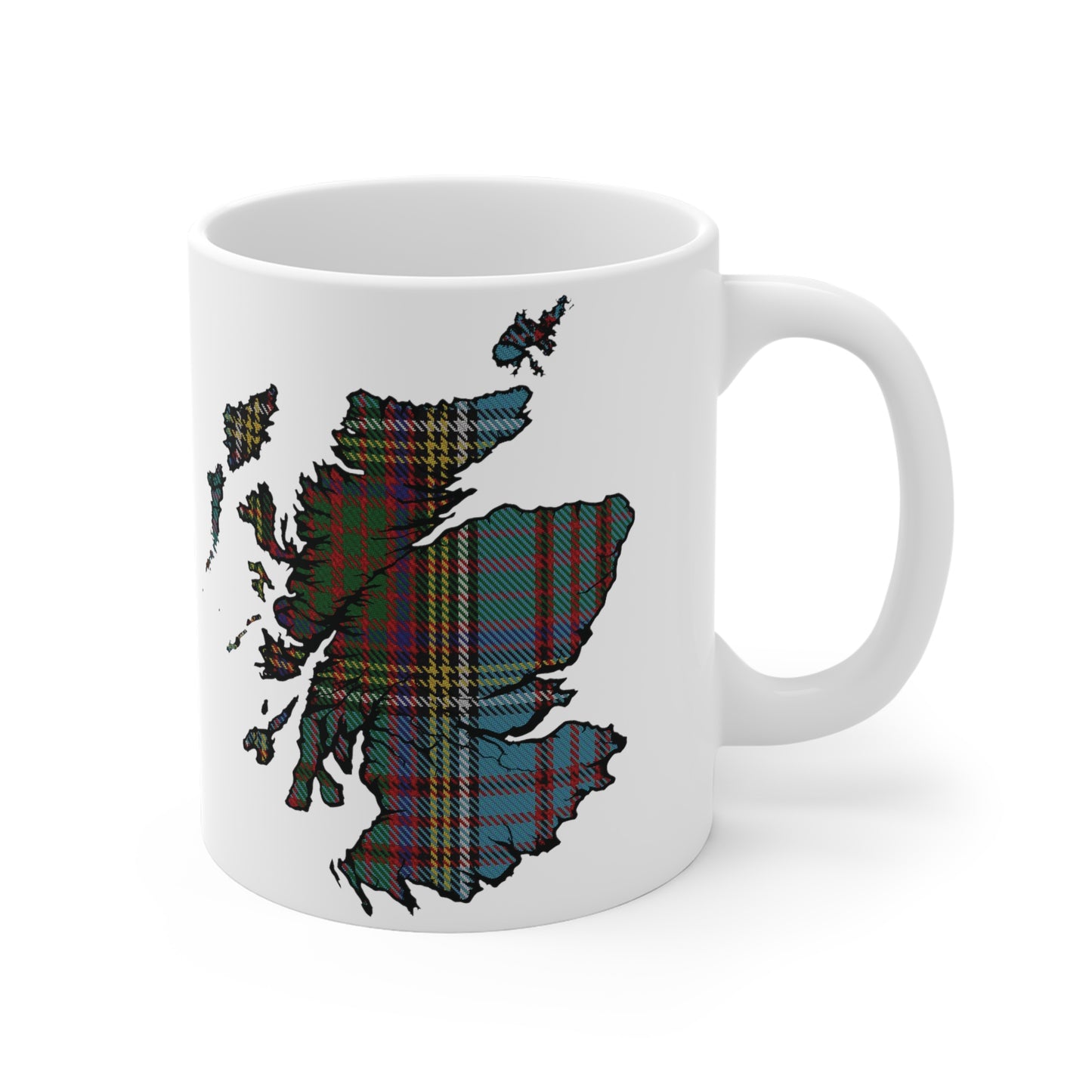 Scotland Tartan Map Mug - Anderson Tartan, Various Sizes