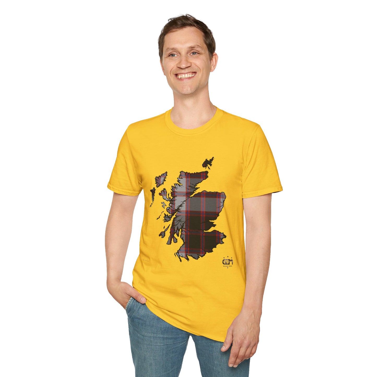 Tartan Scotland Map Softstyle Unisex T-Shirt - MacPherson Tartan Tee