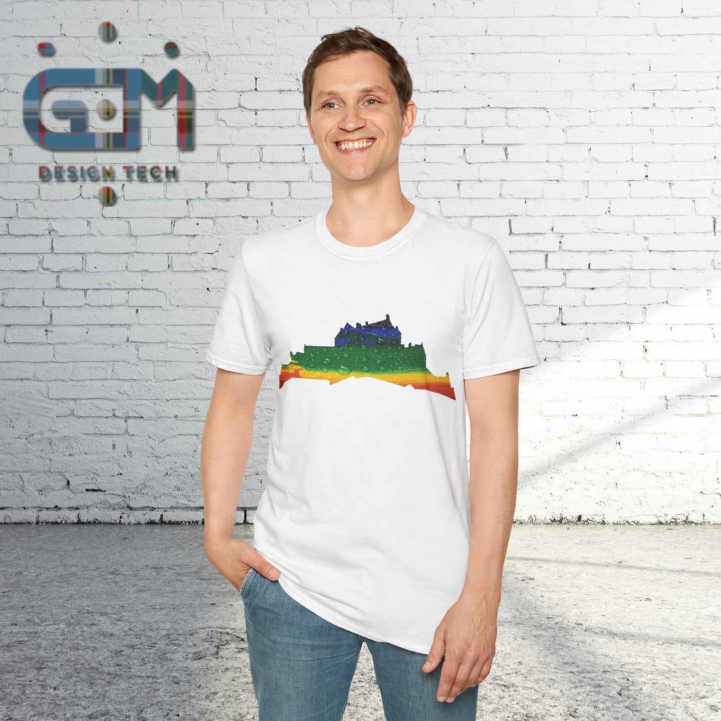 Edinburgh Castle Pride Rain Art Unisex T-Shirt