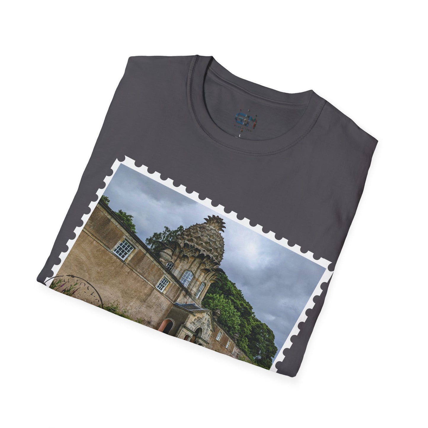 تي شيرت Postcard Dunmore Pineapple Photo Softstyle، تي شيرت للجنسين، قميص اسكتلندا، ألوان مختلفة