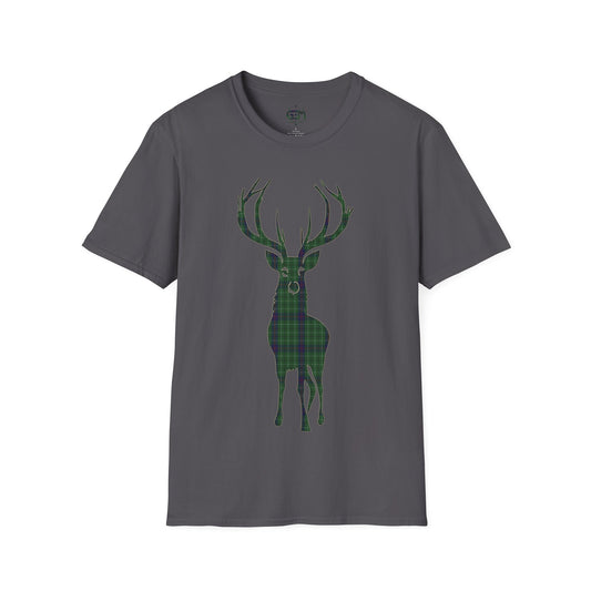 Tartan Stag Softstyle T-Shirt - Duncan Tartan, Tee unisexe, Paysage écossais, Diverses couleurs