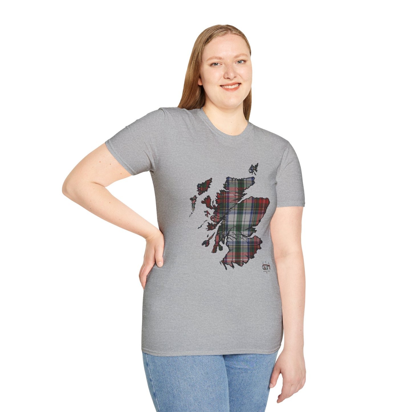 Tartan Scotland Map Softstyle Unisex T-Shirt - Stewart Tartan Tee