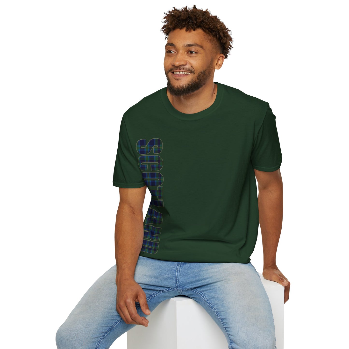 Scotland Lettering Miller Tartan Softstyle T-Shirt, Unisex Tee, Various Colours