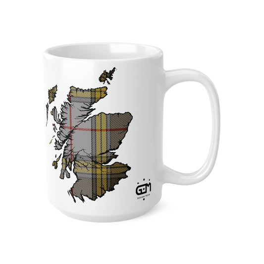 Buchanan Tartan Scotland Map Mug, Coffee Cup, Tea Cup, Scotland, White