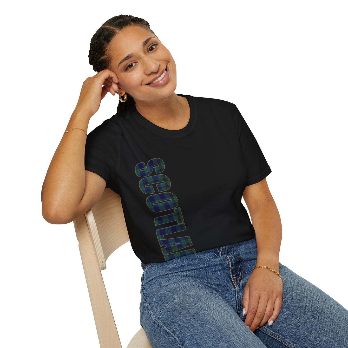 Scotland Lettering Miller Tartan Softstyle T-Shirt, Unisex Tee, Various Colours