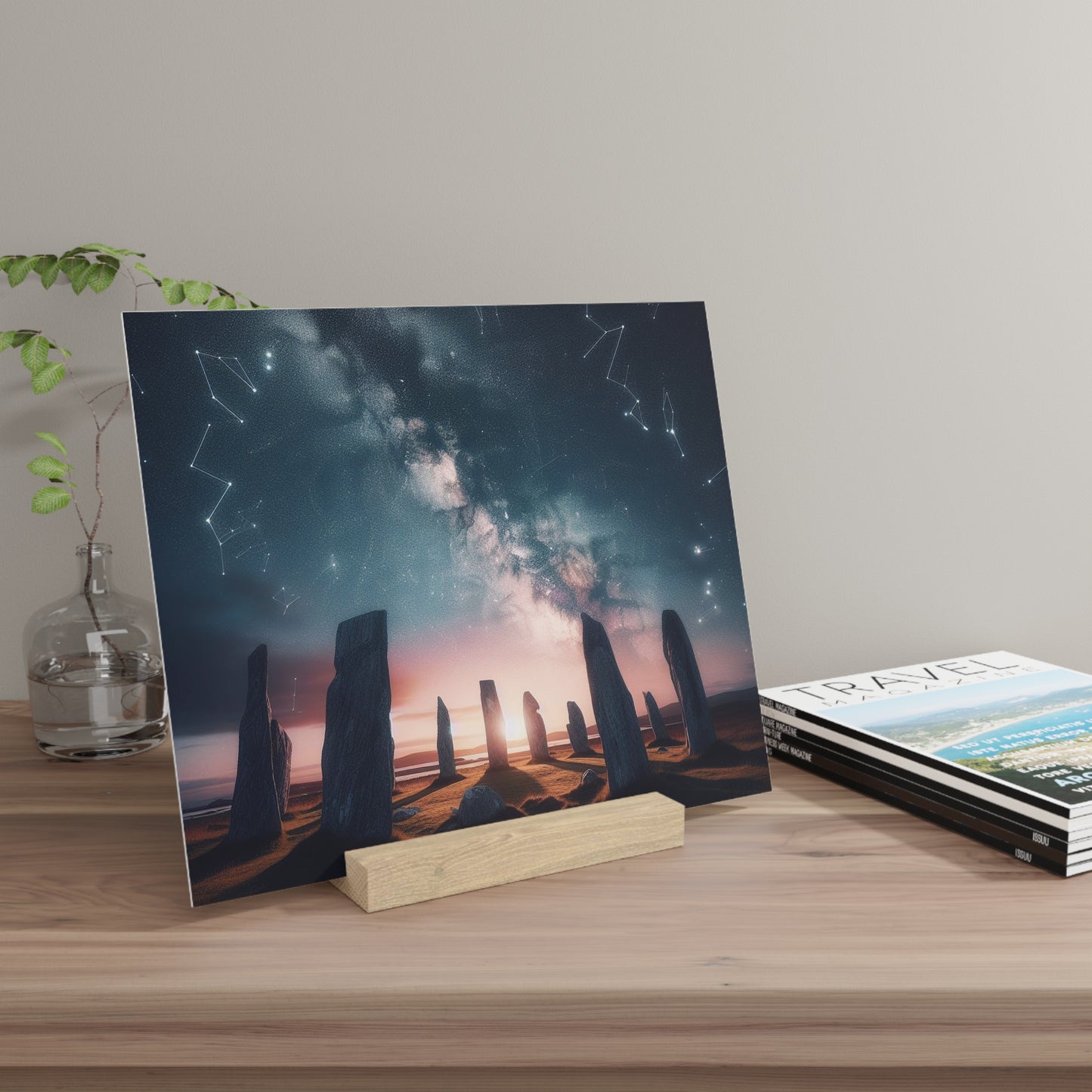Scenic Collection Gallery Stand Callanish Standing Stones, Oak Picture Stand, Scotland Art, Scenery, Landmarks, Various Sizes