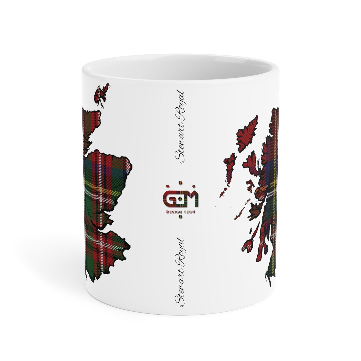 Scotland Tartan Map Mug - Stewart Royal Tartan, Various Sizes