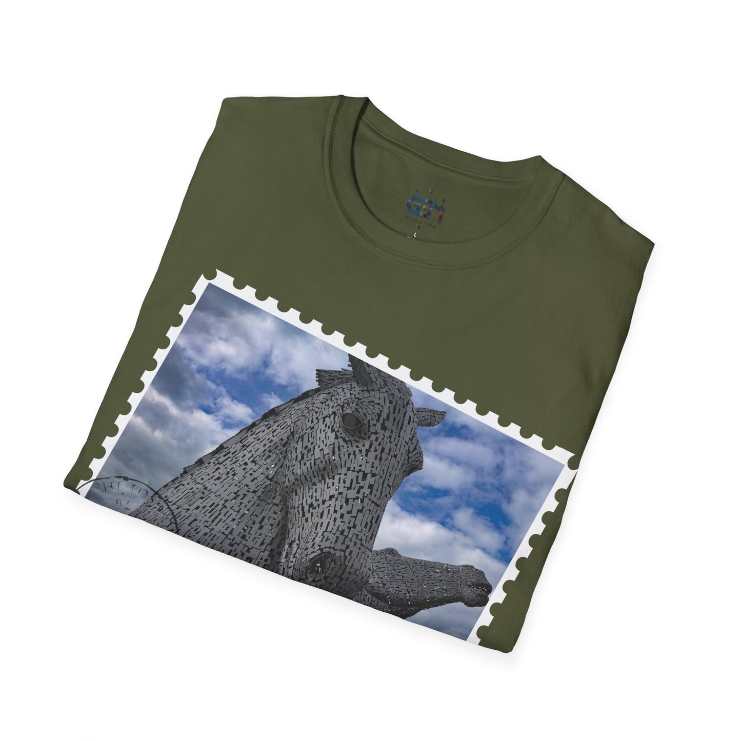 تي شيرت Postcard Kelpies Photo Softstyle، تي شيرت للجنسين، قميص اسكتلندا، ألوان مختلفة
