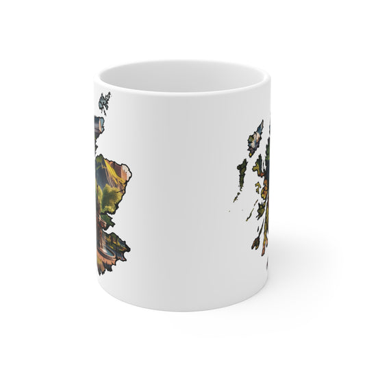 Scotland Map Mug 11oz, Edinburgh Castle with Ross Fountain