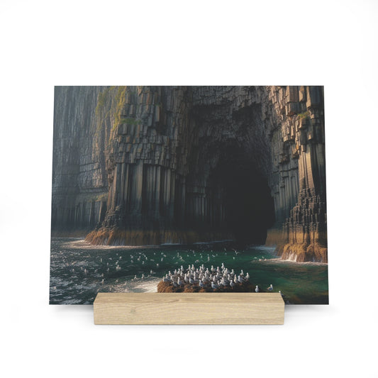 Scenic Collection Gallery Stand Fingal's Cave, Oak Picture Stand, Scotland Art, Scenery, Landmarks, Various Sizes