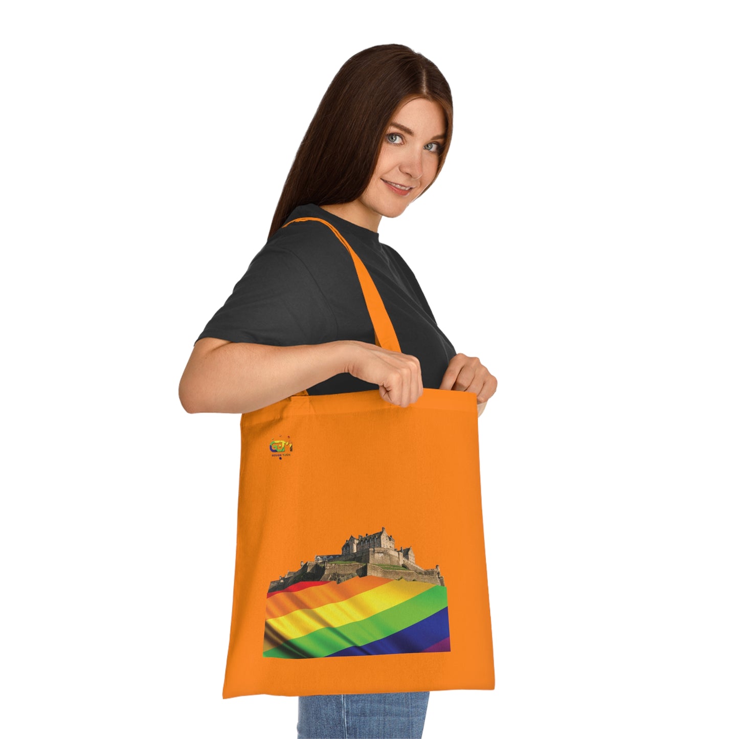 Pride Flag Rock Edinburgh Castle Cotton Tote Bag