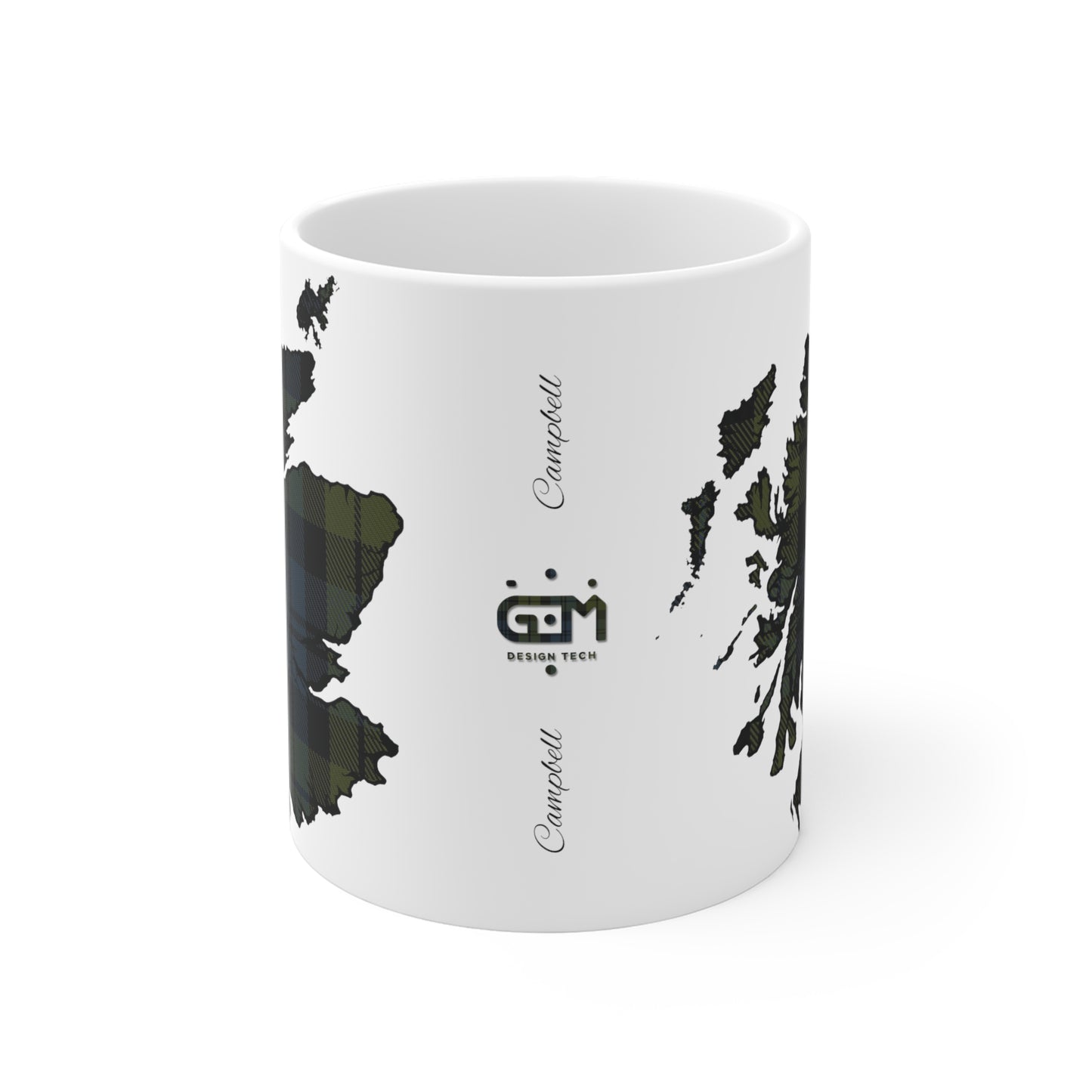 Scotland Tartan Map Mug - Campbell Tartan, Various Sizes