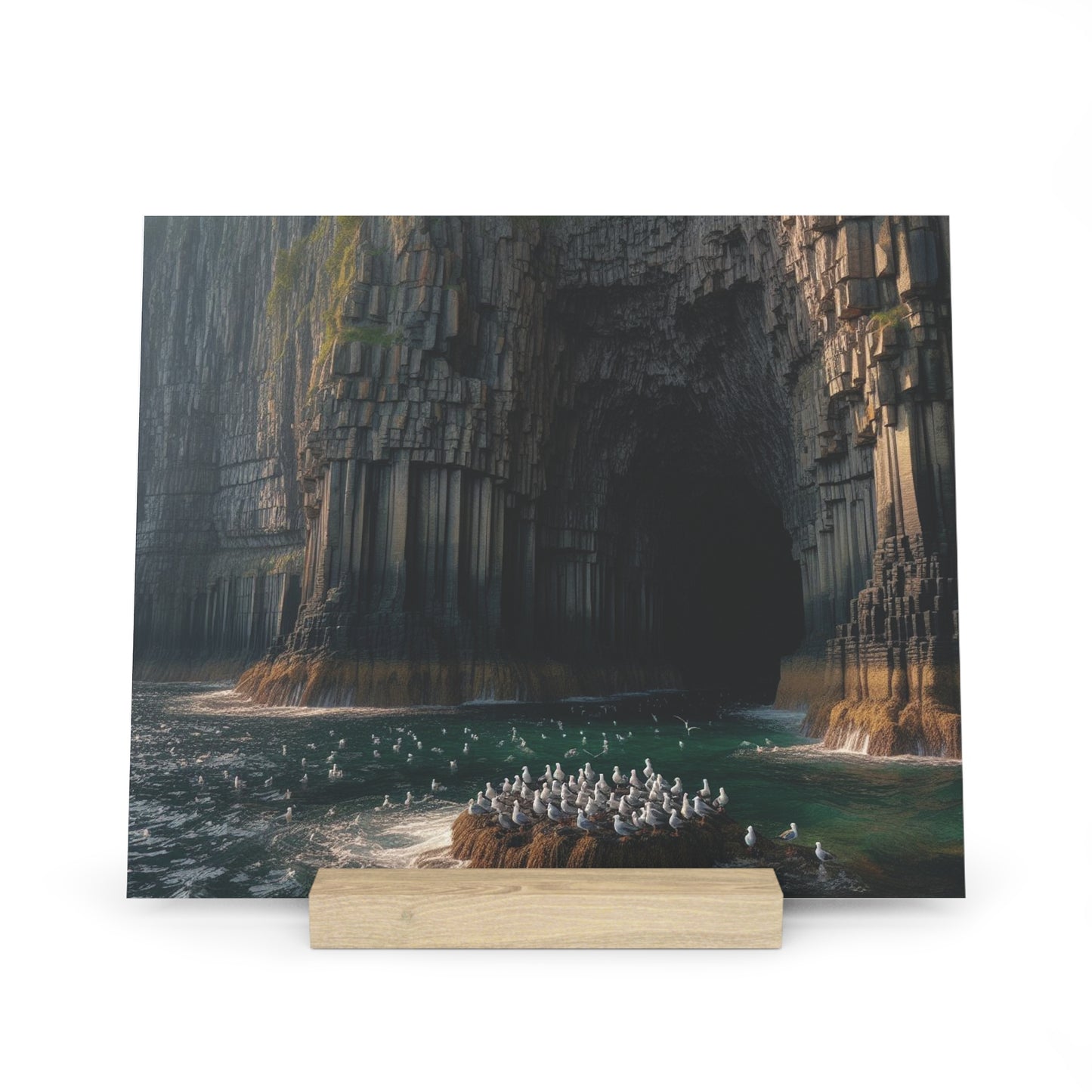 Scenic Collection Gallery Stand Fingal's Cave, Oak Picture Stand, Scotland Art, Scenery, Landmarks, Various Sizes