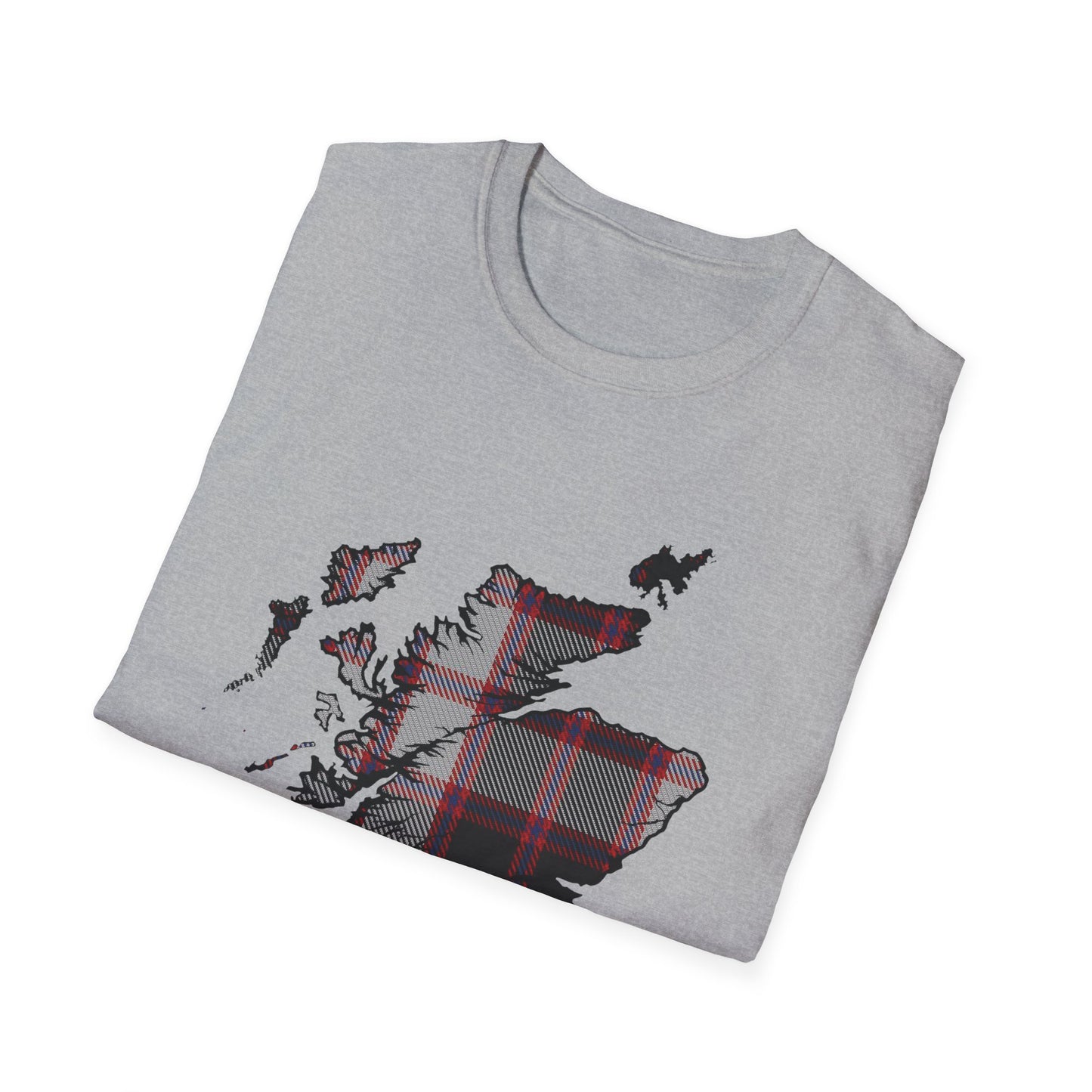 Tartan Scotland Map Softstyle Unisex T-Shirt - MacPherson Tartan Tee
