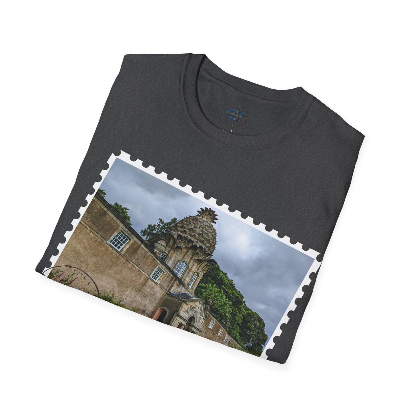 تي شيرت Postcard Dunmore Pineapple Photo Softstyle، تي شيرت للجنسين، قميص اسكتلندا، ألوان مختلفة