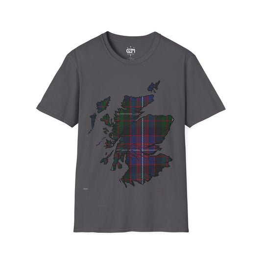 Scotland Tartan Map Softstyle T-Shirt unisexe, Rankin Tartan, différentes couleurs