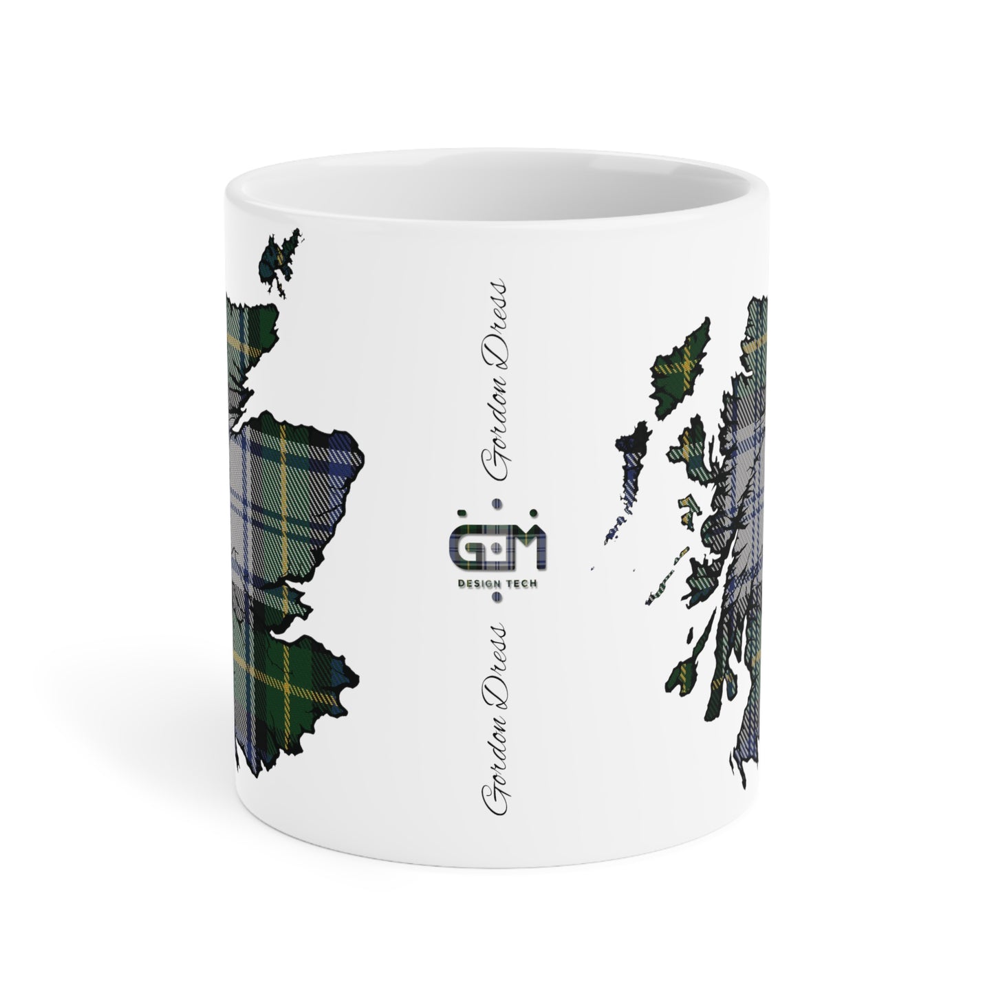 Scotland Tartan Map Mug - Gordon Dress Tartan, Various Sizes