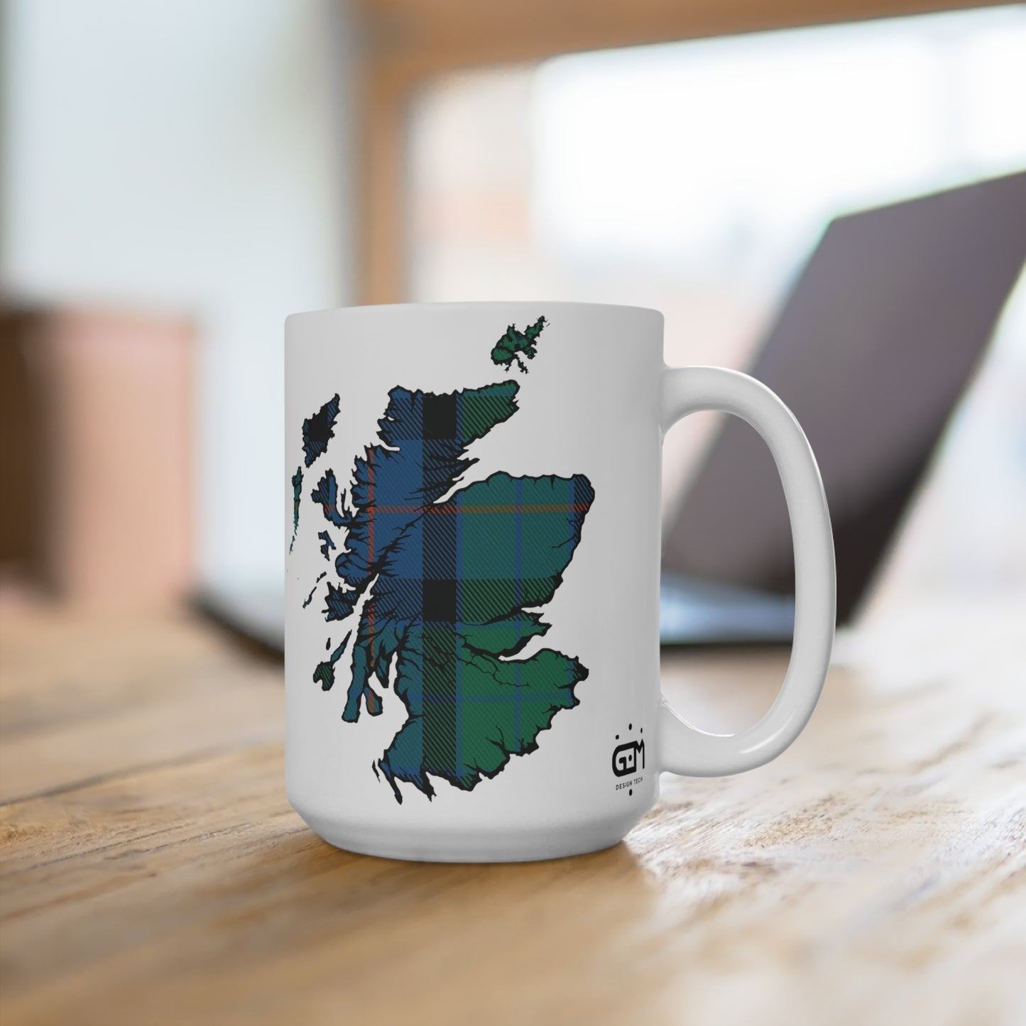 Scotland Map Mug 15oz, Flower of Scotland Tartan