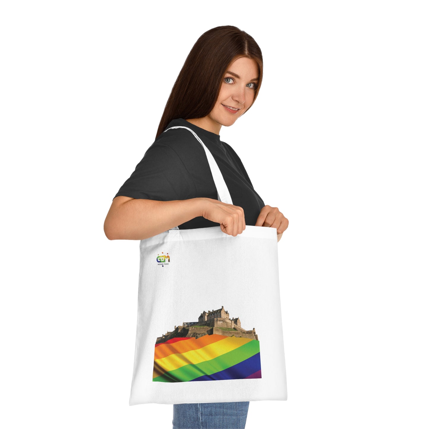 Pride Flag Rock Edinburgh Castle Cotton Tote Bag