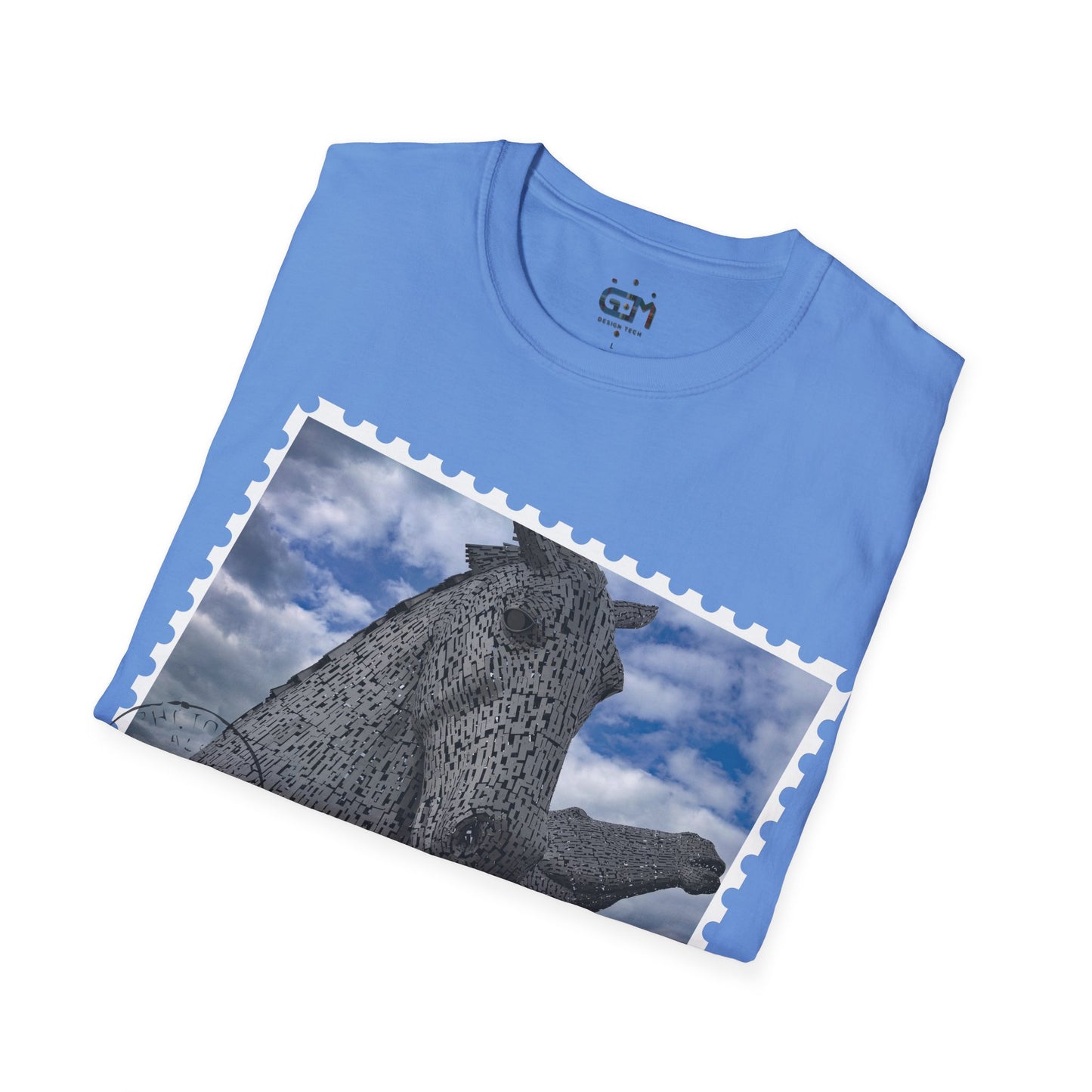 تي شيرت Postcard Kelpies Photo Softstyle، تي شيرت للجنسين، قميص اسكتلندا، ألوان مختلفة