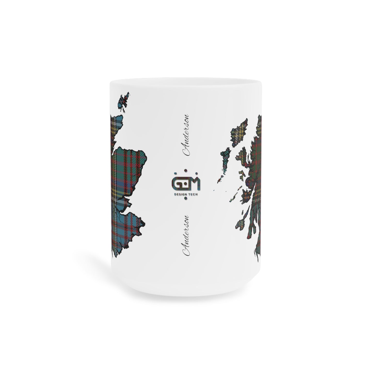 Scotland Tartan Map Mug - Anderson Tartan, Various Sizes