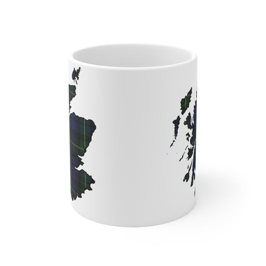 Scotland Map Mug 11oz, Gordon Tartan