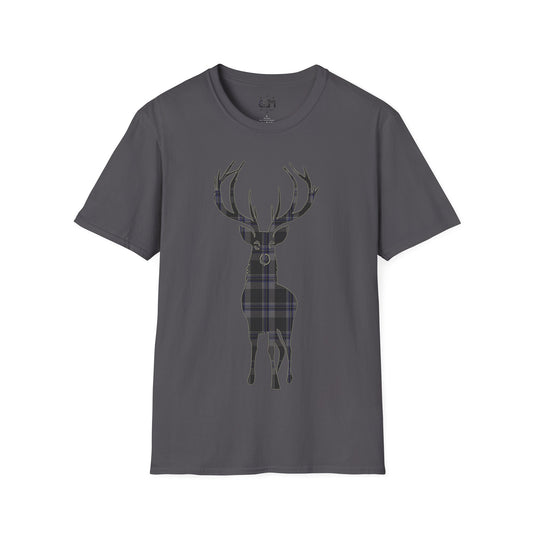 Tartan Stag Softstyle T-Shirt - Hood Tartan, Tee Unisex, Paysage écossais, Différentes couleurs