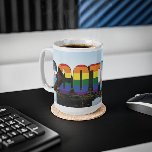 Scotland Lettering Pride Progress Photo Mug, White