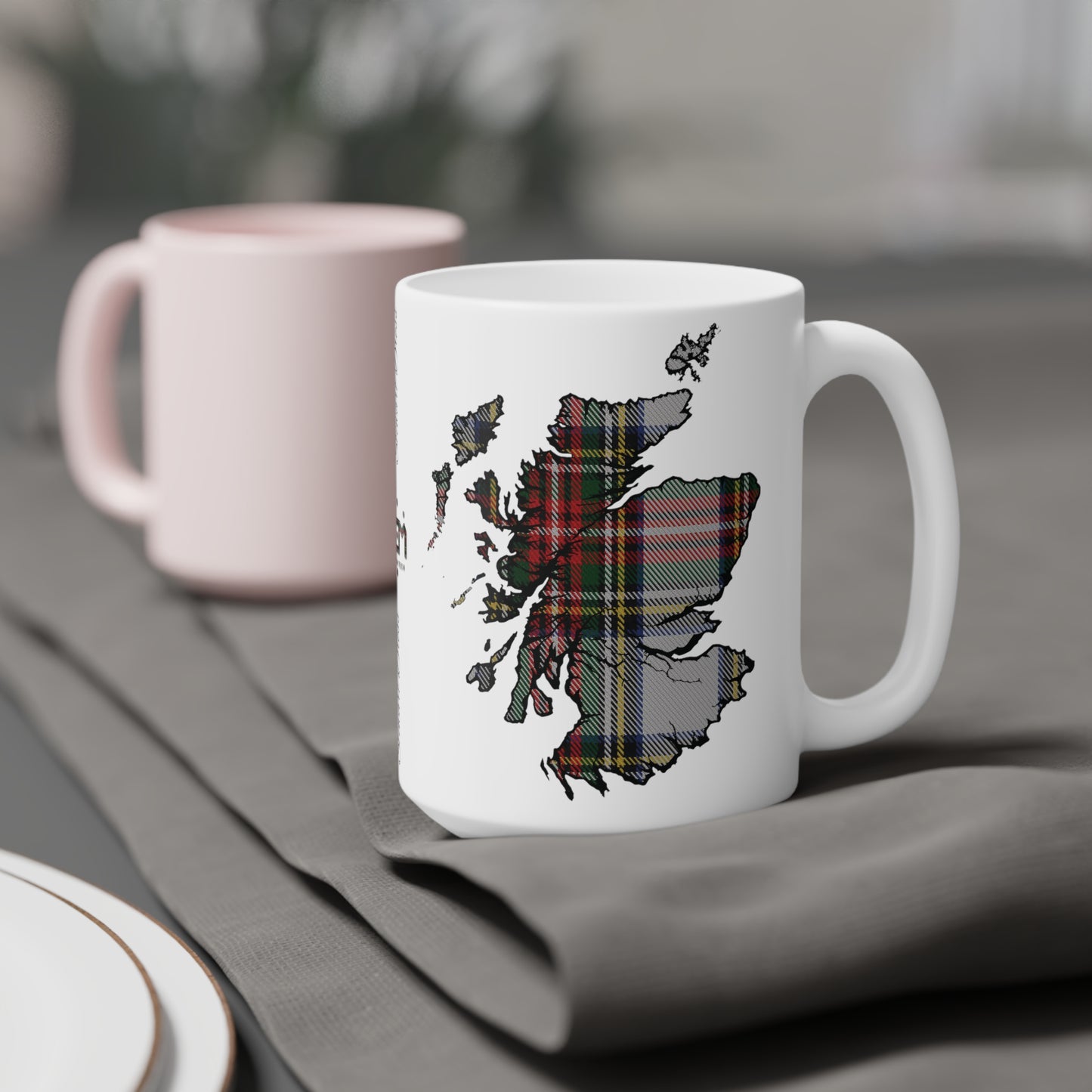 Scotland Tartan Map Mug - Stewart Dress Tartan, Various Sizes