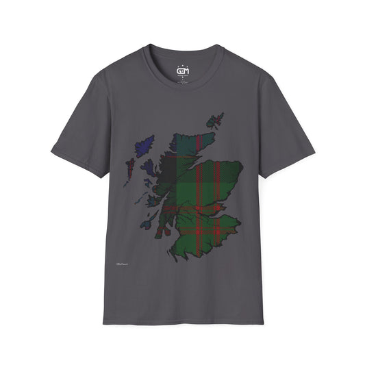 Scotland Tartan Map Softstyle T-Shirt unisexe, MacDonald Tartan, différentes couleurs