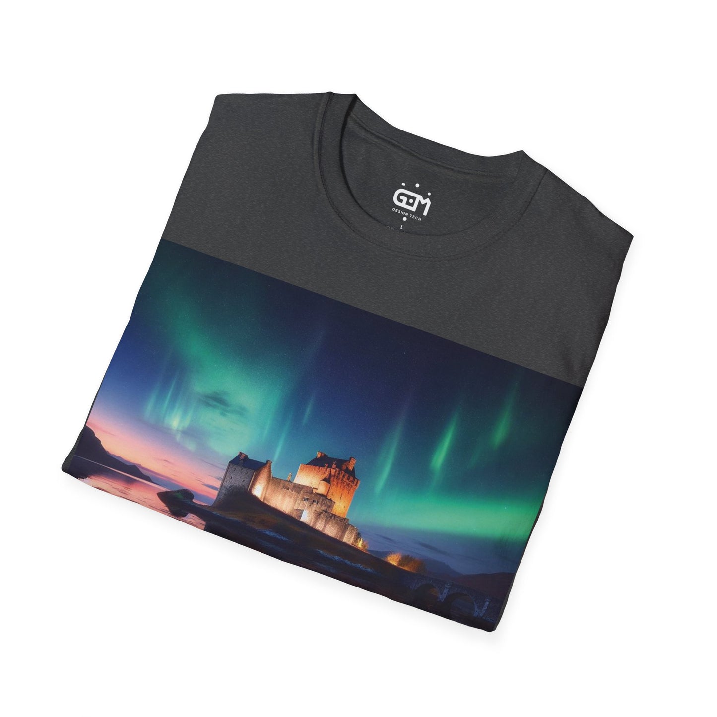 Eilean Donan Castle with Northern Lights Softstyle T-Shirt, Unisex Tee, Scotland Shirt, Scottish Landmark, Nature, Scenery, Various Colours