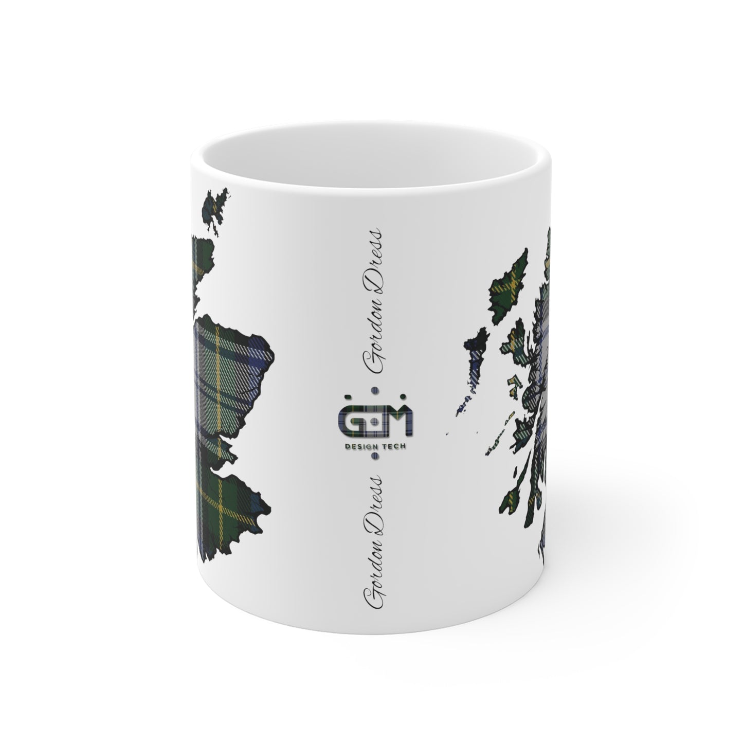 Scotland Tartan Map Mug - Gordon Dress Tartan, Various Sizes