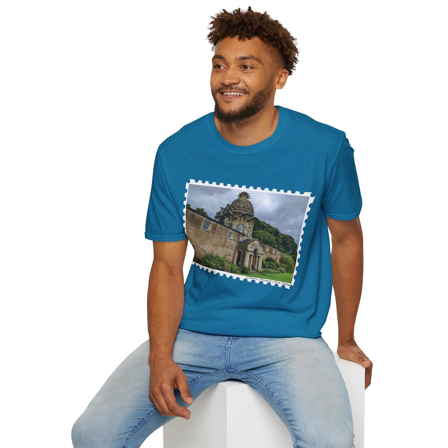 تي شيرت Postcard Dunmore Pineapple Photo Softstyle، تي شيرت للجنسين، قميص اسكتلندا، ألوان مختلفة