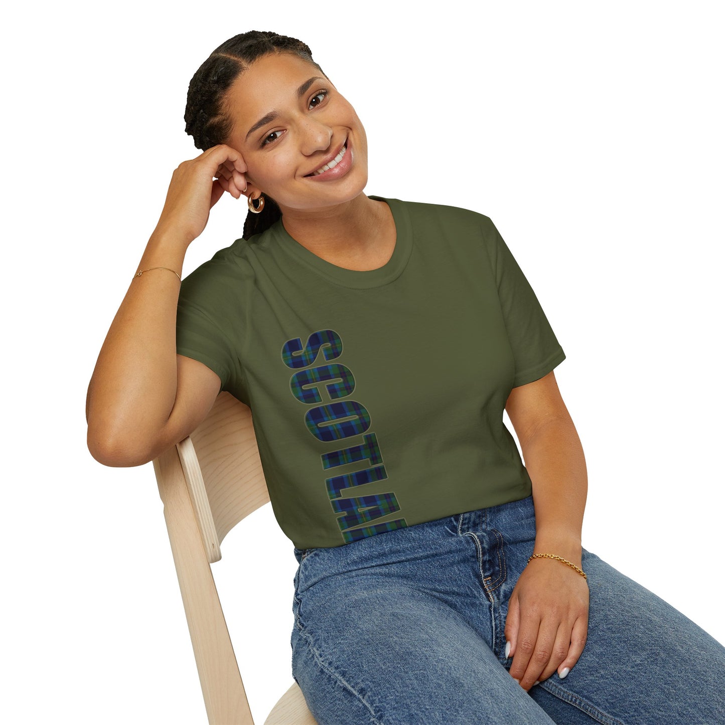 Scotland Lettering Miller Tartan Softstyle T-Shirt, Unisex Tee, Various Colours
