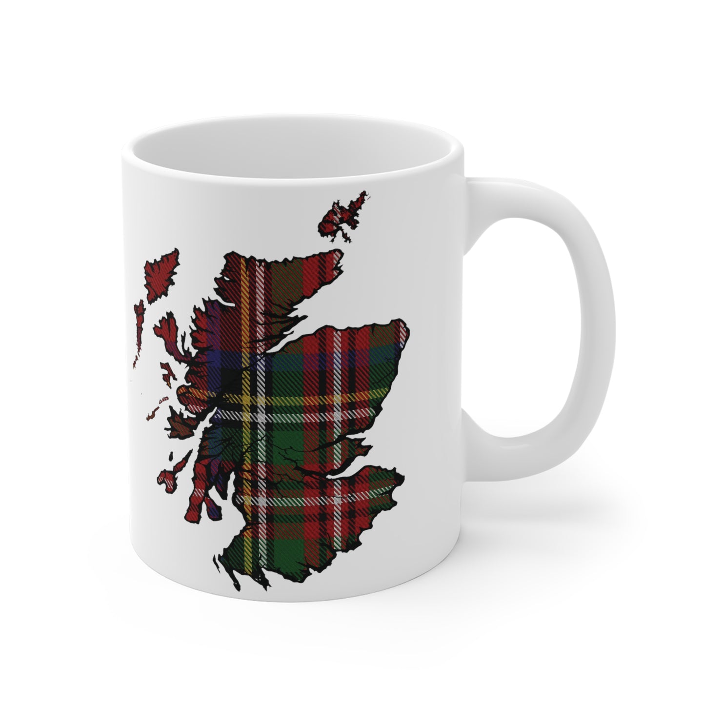 Scotland Tartan Map Mug - Stewart Royal Tartan, Various Sizes