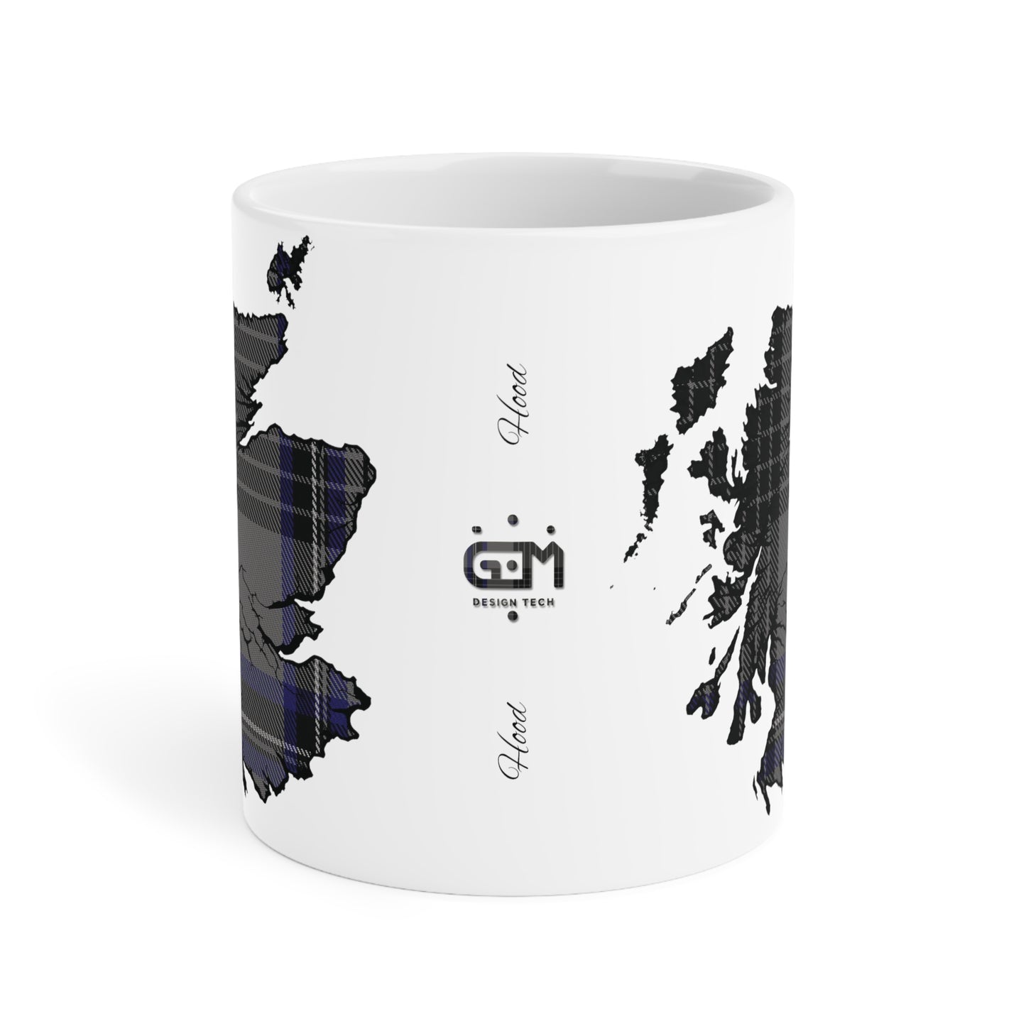 Scotland Tartan Map Mug - Hood Tartan, Various Sizes