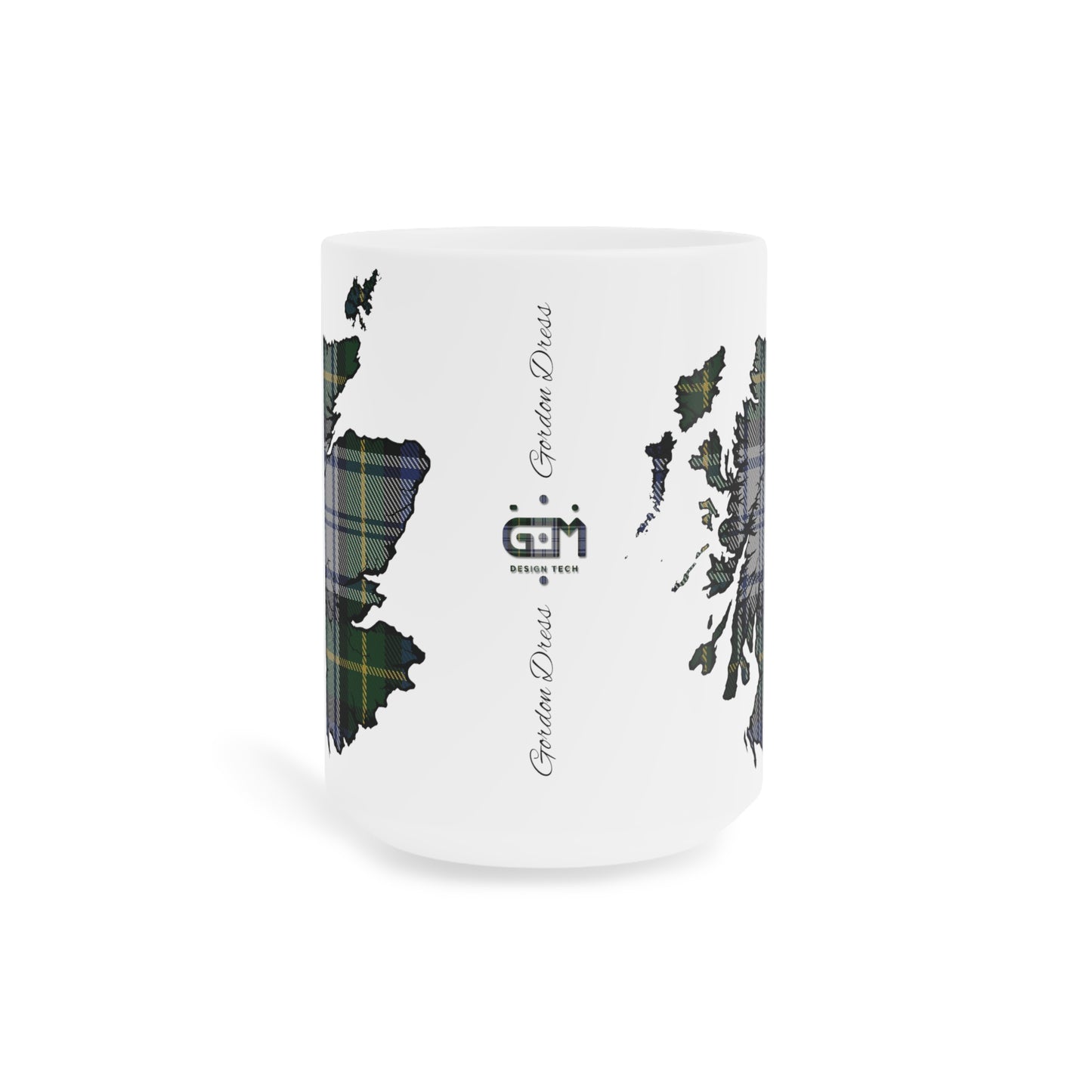 Scotland Tartan Map Mug - Gordon Dress Tartan, Various Sizes